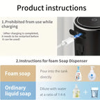 Smart Sensor Automatic Soap Dispenser Nickel Wall-Mount USB Quick Charging with Power Display, 4-Level Adjustable Flow Rate, No-Touch 400ml Foam & Liquid Soap Dispenser for Bathroom Kitchen