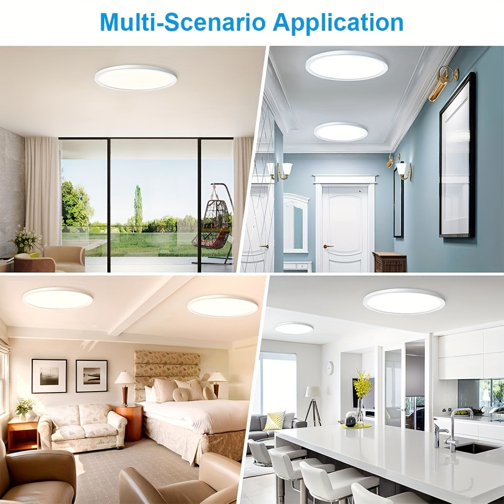LED Flush Mount Ceiling Light 12 Inch 5CCT Dimmable – 22W 2400LM Modern Round Flat Panel Light for Bedroom, Living Room & Dining Room, 2/4/6 Pack