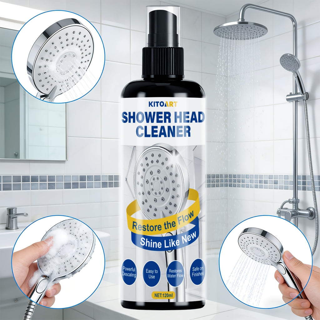 Shower Head & Bathroom Cleaner Spray Gel - No-Scrub No-Wipe Formula, Removes Mineral Deposits & Limescale from Showerheads, Bathtubs, Sinks & Toilets, Works on Glass & Metal, 120ml / 240ml