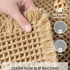 Waffle Bath Mat Rug 17"x24", Super Absorbent Non-Slip Bathroom Rug, Ultra-Soft Machine Washable Bathmat with Tassels for Bathroom Floor & Beside Tub — Light Brown & Yellow
