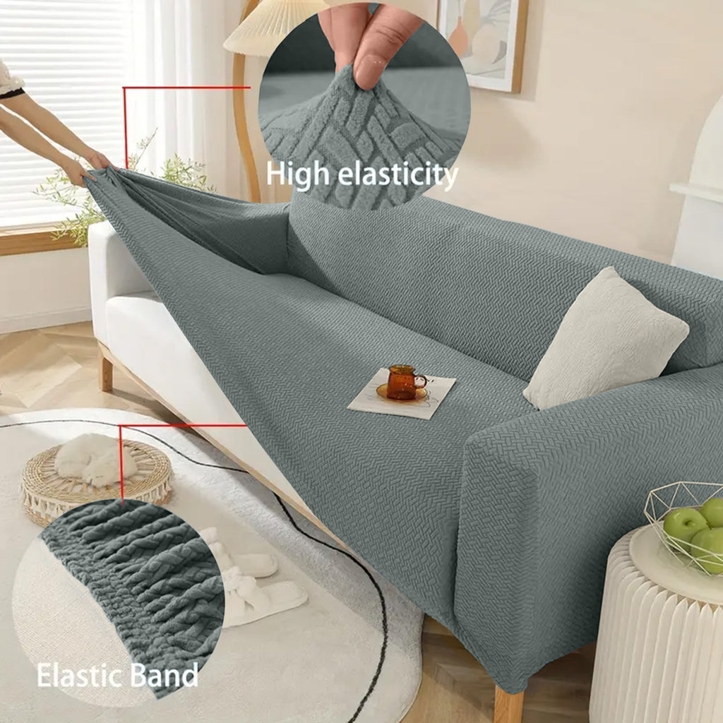Thickened Jacquard Spandex Sofa Cover Elastic Stretch Slipcover Pet Friendly All Season Non-Slip Removable Washable Armchair Loveseat 1 2 3 Seater Couch Protector