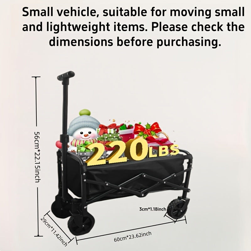 Heavy Duty Folding Utility Cart Wagon with All-Terrain Wheels, 680LBS Capacity Outdoor Camping Garden Shopping Yard Beach Sports Equipment Collapsible Wagon