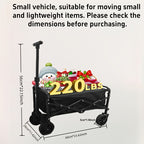 Heavy Duty Folding Utility Cart Wagon with All-Terrain Wheels, 680LBS Capacity Outdoor Camping Garden Shopping Yard Beach Sports Equipment Collapsible Wagon