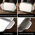 Stainless Steel Baking Tray Set of 4 – 2 Deep Trays & 2 Lids with Handles, 16.1 Inch Non-Stick Roasting Pan, Oven & BBQ Safe, Easy Clean, Multi-Purpose