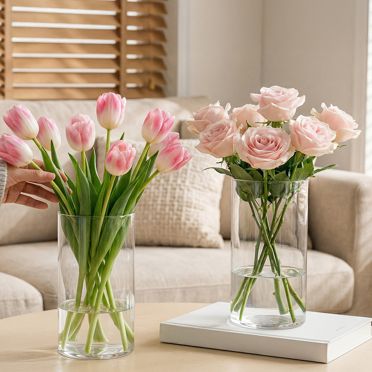 Glass Cylinder Vases Bulk 12 or 24pcs Wedding Centerpieces & Flower Vases 6x3.4in – Clear Floral Vase Set for Banquet, Party, Festival, Restaurant & Home Table Decor