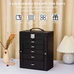 Jewelry Box with Lock & Mirror, Large 6-Tier Jewelry Case with 5 Drawers, Lockable Jewelry Storage Organizer for Women, Girls & Loved Ones — Jewelry Armoire Gift