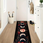 Bohemian Moon Phase Floral Kitchen Rug – Non-Slip Washable Rectangle Area Mat for Bedroom, Living Room, Entryway, Laundry Room & Hardwood Floors, Boho Home Decor, 16x48 & 18x60 Inch