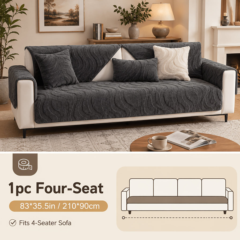 Thickened Honeycomb Velvet Sofa Seat Cover – Solid Color Minimalist Non-Slip Pet-Friendly Cushion Pad | Washable Couch Protector for Living Room, Bedroom & Office | 1-5 Seater + Armrest & Pillow Options