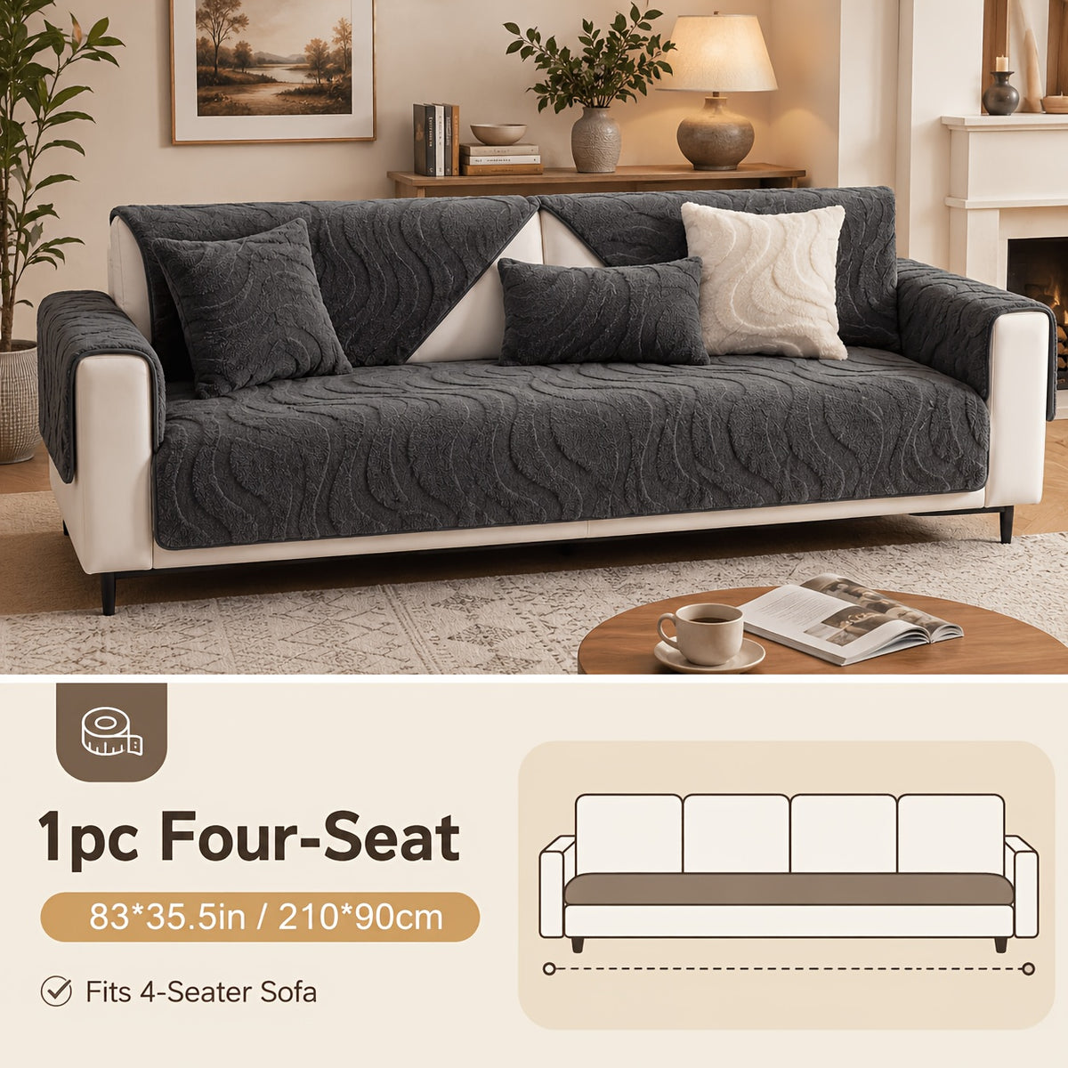 Thickened Honeycomb Velvet Sofa Seat Cover – Solid Color Minimalist Non-Slip Pet-Friendly Cushion Pad | Washable Couch Protector for Living Room, Bedroom & Office | 1-5 Seater + Armrest & Pillow Options