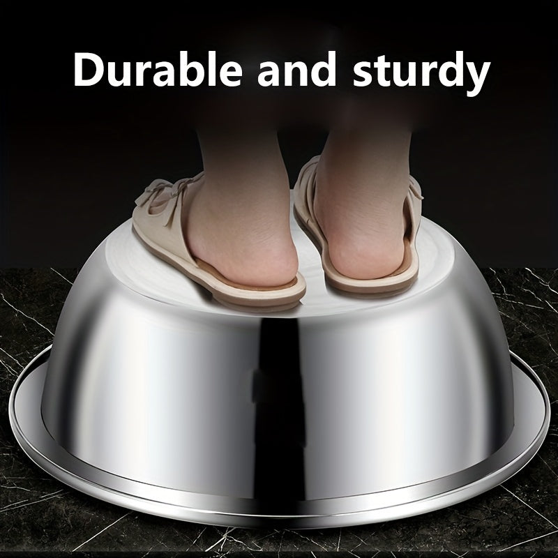 Stainless Steel Mixing Bowl Large 15.75", 304 Stainless Footed Salad Bowl, Rust-Resistant Vegetable & Fruit Washing Basin, Soaking Tub & Dish Pan for Home Kitchen, Easy to Clean, Great Father's Gift