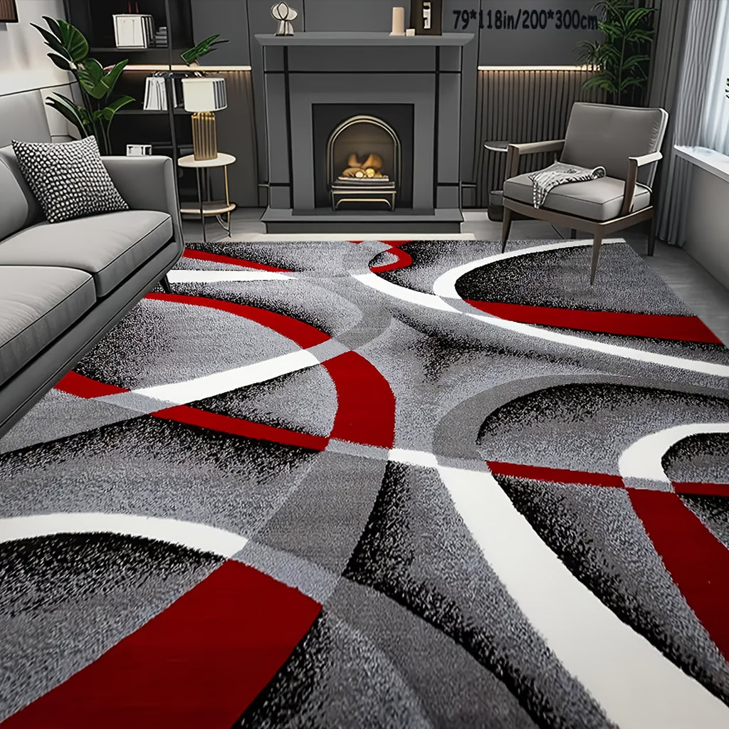 Christmas Area Rug Abstract Geometric Non-Slip Machine Washable – Holiday Decor Accent Rug for Living Room, Bedroom, Kitchen, Dining Room & Outdoor