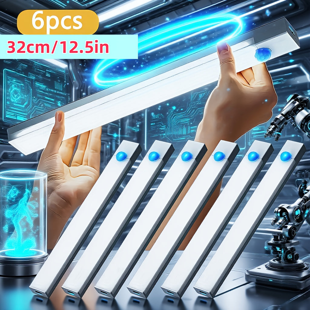 6-Pack Smart LED Motion Sensor Cabinet Light – USB Rechargeable, 3 Modes, Night Light for Bedroom, Stairs, Kitchen & Closet