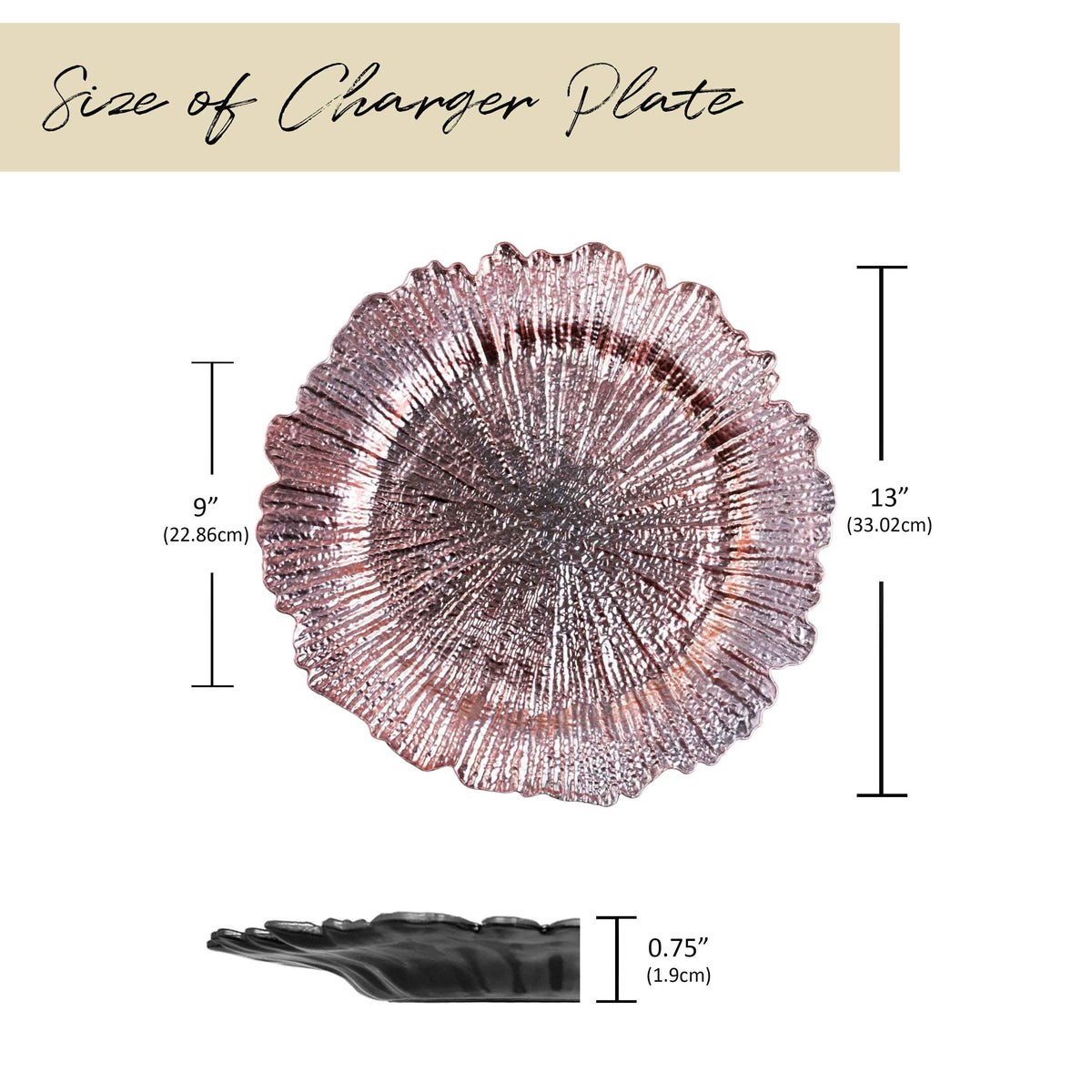 Charger Plates Set of 24 – 13 Inch Floral Reef Decorative Dinnerware for Wedding Party Table Setting Silver Gold Rose Gold Red
