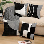 Geometric Pillow Covers 4 Pack 18x18 Black White Mid-Century Modern Abstract Decorative Cushion Covers Zipper Machine Washable for Sofa Bedroom Living Room