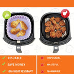 Silicone Air Fryer Liners Set of 4 - Non-Stick Reusable Air Fryer Liner Pot Heat Resistant to 446°F, Oven & Microwave Safe - Fits Most Air Fryers, Easy Cleanup Kitchen Accessory