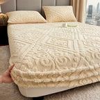 Deep Pocket Bed Sheets Set Thickened Warm Fitted Sheet Twin Full Queen King - 4 Colors Autumn Winter Cozy Bedding