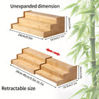 Bamboo 3-Tier Ladder Spice Rack & Kitchen Cabinet Organizer – Expandable Countertop Shelf for Spice Jars, Bottles & Pantry Storage – Space-Saving Kitchen Display Stand