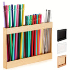 Wooden Straw Holder for Cabinet Door, Adhesive Tumbler Straw Organizer for Kitchen Counter & Cupboard, Acacia Wood Straw Dispenser Storage Container, Housewarming & Holiday Gift