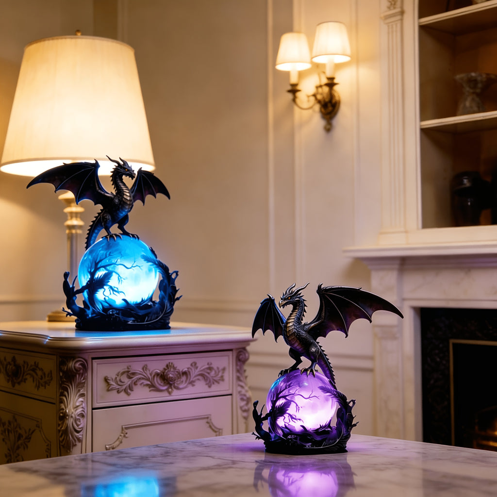 Gothic USB Night Light LED Resin Carving with Luminous Sphere – Ambient Bedroom Living Room Decor Light for Festival Parties, Collectors & Gothic Gift Enthusiasts