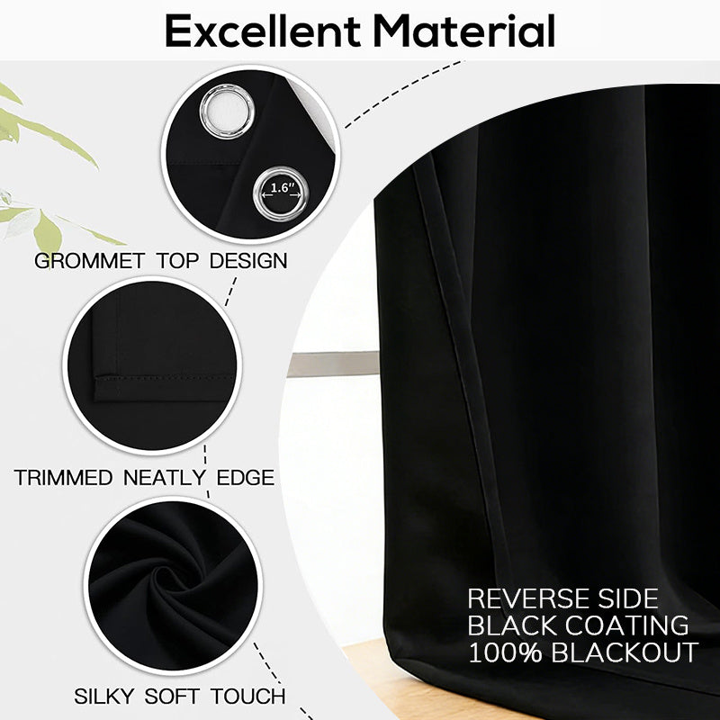 4-Panel 100% Blackout Velvet Curtains – Thermal Insulated, Noise Reducing, Privacy | Living Room & Bedroom | 4 Colors, 6 Sizes | Nuvia Haven