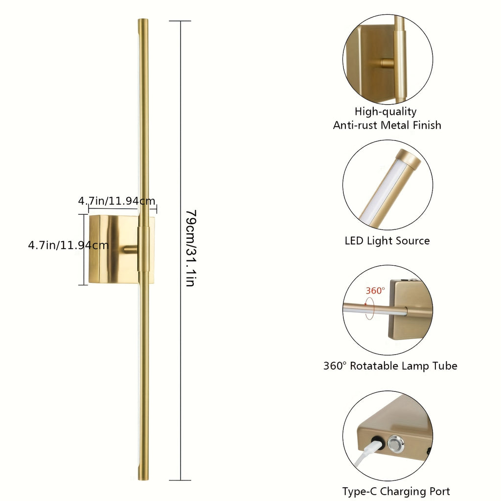 2-Pack Battery Operated Wall Sconces Wireless LED Dimmable Wall Lights with Remote & Touch Control – 350° Rotatable Cordless Wall Lamp for Bedroom, Hallway & Living Room