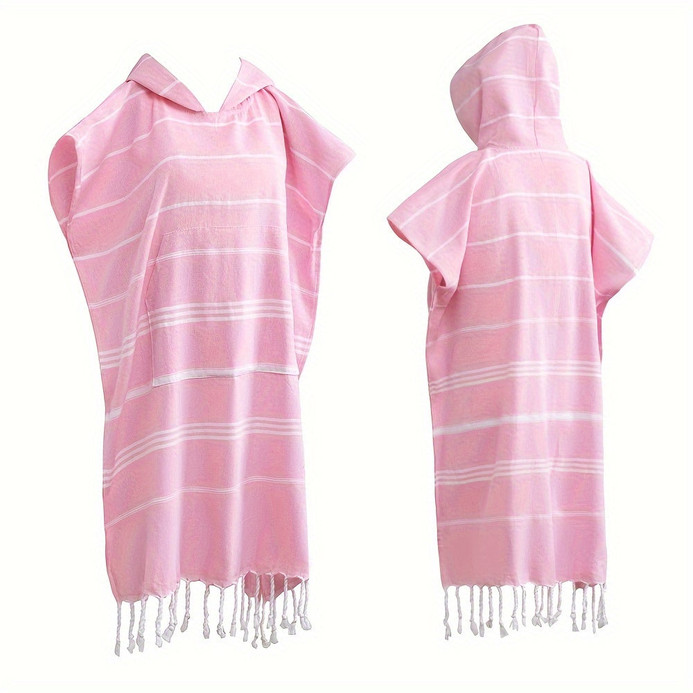 Hooded Surf Poncho Wearable Beach Towel Quick Dry Cotton Changing Robe Sandproof Lightweight for Swimming Diving Surfing Beach Bathing S L Multi Colors