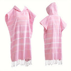 Hooded Surf Poncho Wearable Beach Towel Quick Dry Cotton Changing Robe Sandproof Lightweight for Swimming Diving Surfing Beach Bathing S L Multi Colors