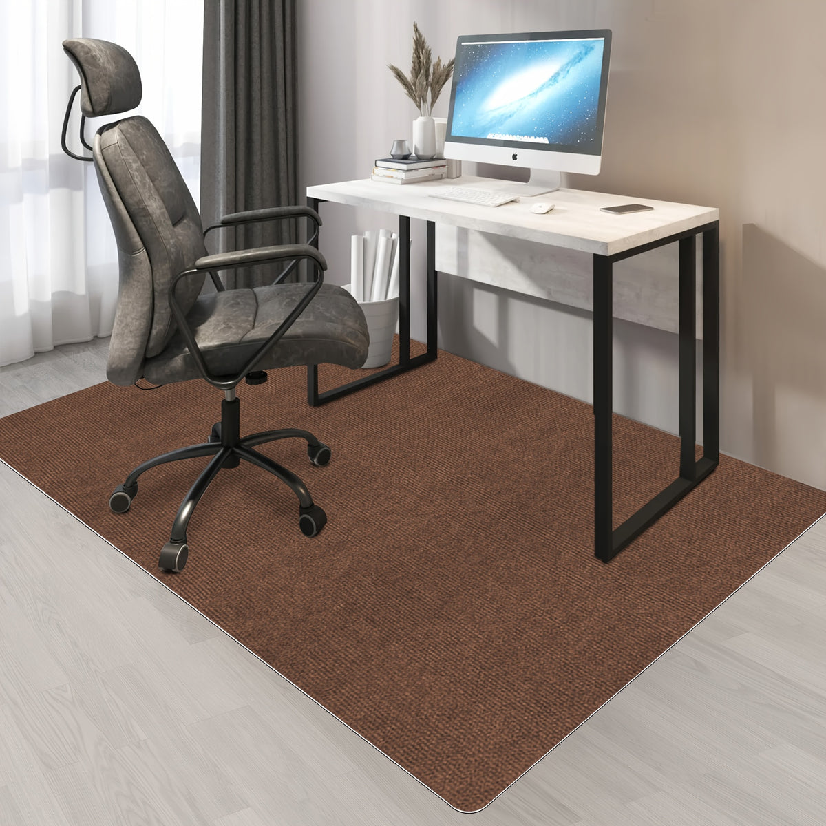 Office Chair Mat Floor Protector – Anti-Slip Desk Chair Rug Pad for Carpet & Hardwood Floors, 3 Sizes, Black, Brown & Dark Gray