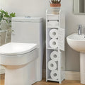 Floor Standing Bathroom Cabinet PVC Double Door White Thickened Space Saving Corner Shelf for Toilet Paper Shampoo Storage Home Hotel School Restroom
