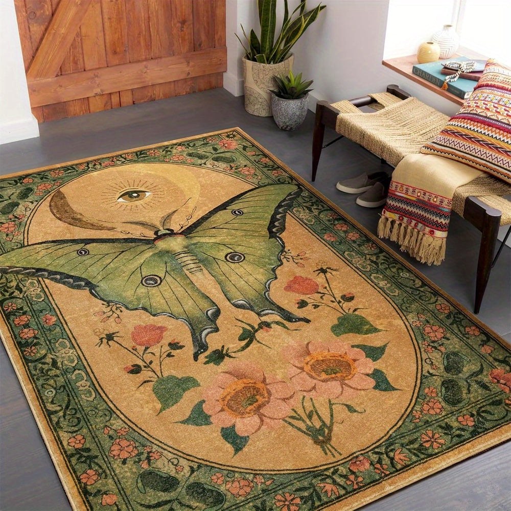 Floral Accent Rug 31x20 Inch Soft Flannel Non-Slip Machine Washable Small Area Rug for Bedroom Entryway Living Room Bathroom Home Decor