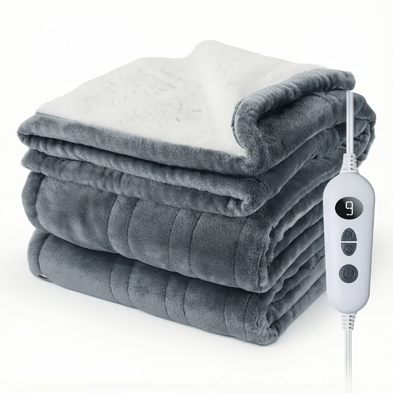Electric Heated Blanket Soft Flannel 10 Temperature Levels Dual Control – PTC+NTC Overheat Protection, Machine Washable, for Couples Bedroom & Winter Home Use