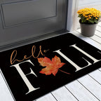 Thanksgiving Welcome Mat Autumn Maple Leaf - Non-Slip Washable Flannel Doormat for Entryway Porch Bedroom, Soft Seasonal Fall Floor Mat, 2 Sizes