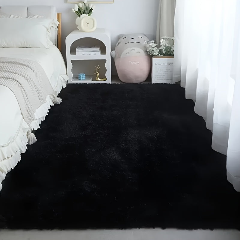 Memory Foam Area Rug Large Black Plush Thick Non-Slip Machine Washable – Soft Rectangular Mat for Bedroom & Living Room – Modern Minimalist Style, Multiple Sizes