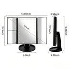 LED Vanity Makeup Mirror Tri-Fold Touch Screen, 1X 2X 3X 10X Magnification, Adjustable Base, USB Powered Lighted Mirror for Desk & Travel – White, Black & Rose Gold