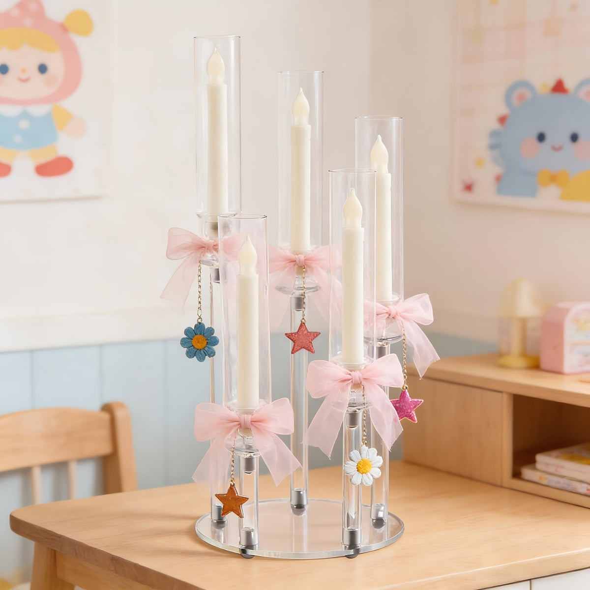 Clear Acrylic Candelabra Taper Candle Holder 5-Arm 6-Arm Wedding Centerpiece Dining Table Party Anniversary Decor