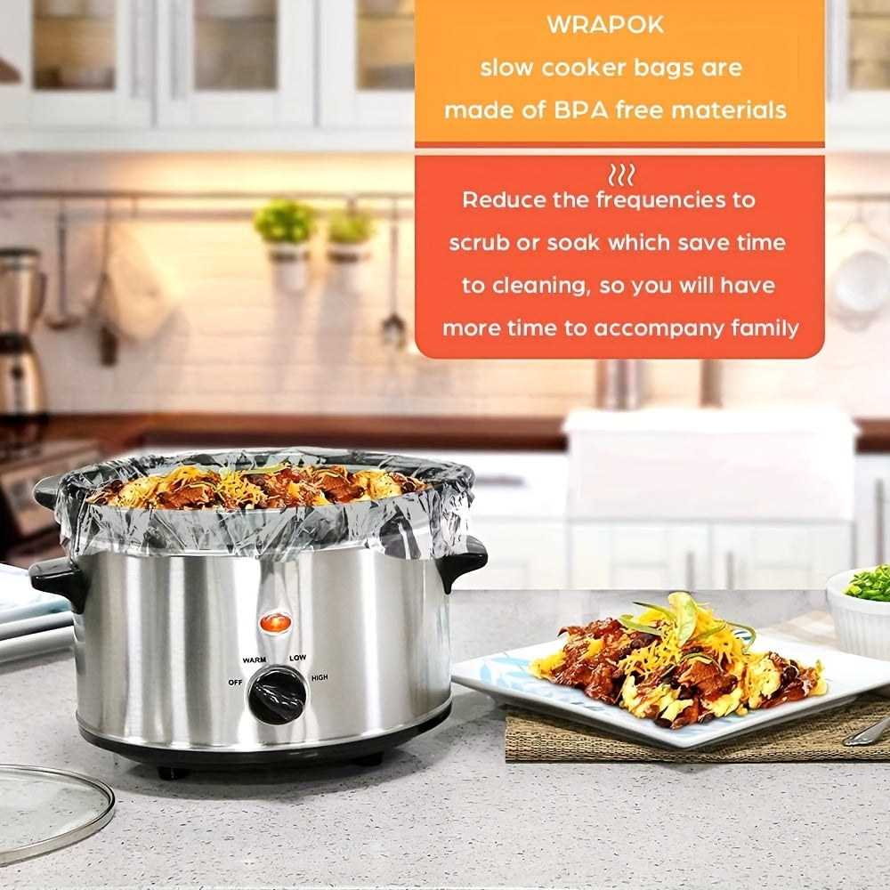 Slow Cooker Liners Disposable Cooking Bags 13x21 In, 20 Pack – Fits 3-8 Quart Oval & Round Pots 4QT to 8.5QT, No-Scrub Easy Cleanup Kitchen Bag
