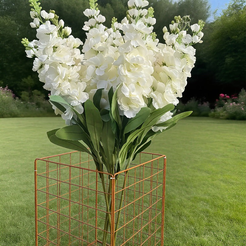 White Hyacinth Artificial Flower Bouquet 35pcs – Realistic Fade-Resistant Faux Flowers for Indoor & Outdoor Weddings, Gardens, Offices & Home Decor, Maintenance-Free Plastic Floral Arrangement, No Container