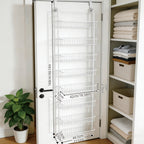 Over The Door Pantry Organizer 6 or 8-Tier, Metal Hanging Storage Shelf with Adjustable Baskets, Spice Rack for Kitchen, Pantry, Laundry & Bathroom, Door Mounted Utility Rack, Black or White