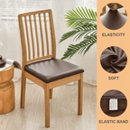 PU Leather Dining Chair Cushion Covers 4/6 Pack – 100% Waterproof Stretch Slipcovers for Parsons Chairs, Removable Machine Washable Seat Protector for Dining Room Kitchen Hotel Home Decor