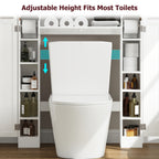 Over Toilet Storage Cabinet White Bathroom Cabinet with Toilet Paper Holder Adjustable Shelves Two Side Doors and Pull-Down Door Space Saving Bathroom Organizer