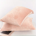 2 Pack Velvet Pillowcases Super Soft Fuzzy Flannel Bed Pillow Cases with Zipper Closure – Luxury Cozy Bedding Pillowcase Set Queen Size, Pink & Navy Blue