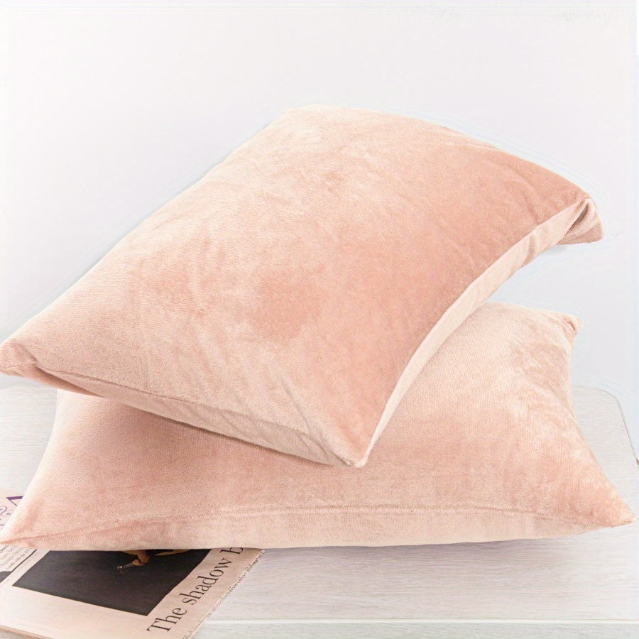 2 Pack Velvet Pillowcases Super Soft Fuzzy Flannel Bed Pillow Cases with Zipper Closure – Luxury Cozy Bedding Pillowcase Set Queen Size, Pink & Navy Blue