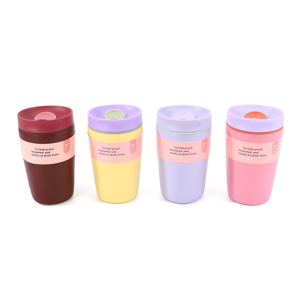 Vacuum Insulated Coffee Travel Cup 350ml 11.83oz - 304 Stainless Steel Double-Wall Flask with Push Lid & Direct Drinking Spout for Office, Travel & Outdoor, 4 Colors