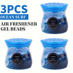 Odor Eliminator Gel Beads Air Freshener 3-Pack 14 oz Each – Essential Oil Formula, Mango Maitai, Cherry Blossom & Ocean Surf Scents for Bathroom, Car, RV & Pet Areas