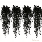 Black Artificial Hanging Flowers & Greenery Vines UV Resistant 2 or 4pcs – Indoor Outdoor Faux Floral Garland for Halloween, Fall Celebrations, Weddings & Home Seasonal Decorations