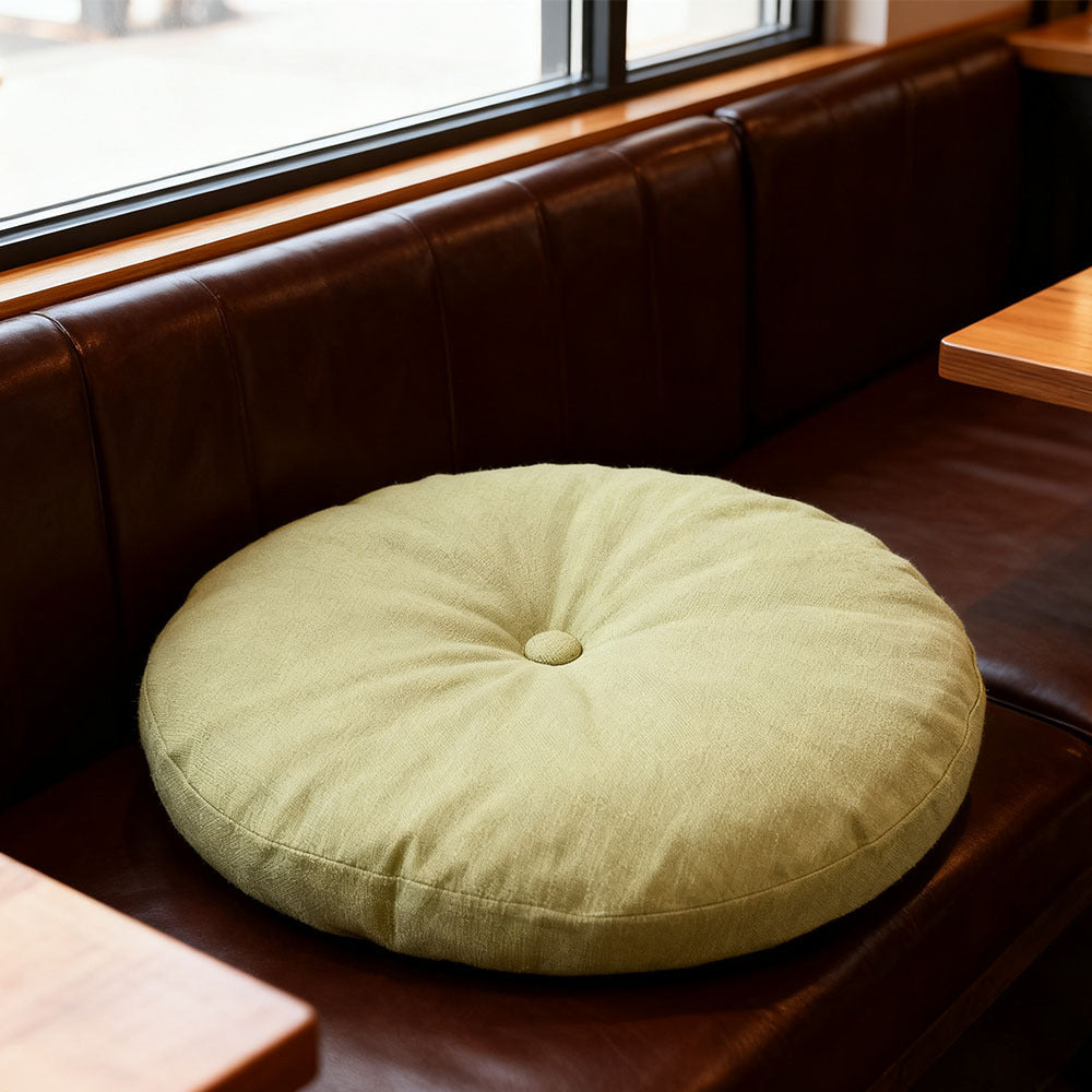Round Seat Cushion 40x40cm 15cm Thick Firm Futon Meditation Mat Removable Linen Cover Chair Pad for Office Dining Chair Home Decor All Seasons Christmas