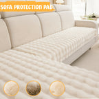Bubble Faux Rabbit Fur Sofa Cover Non-Slip Stretchable 3/4 Seat Slipcover – Silicone Grip Breathable Furniture Protector for Living Room, Bed & Dorm, Machine Washable in Beige, Dark Grey & Khaki