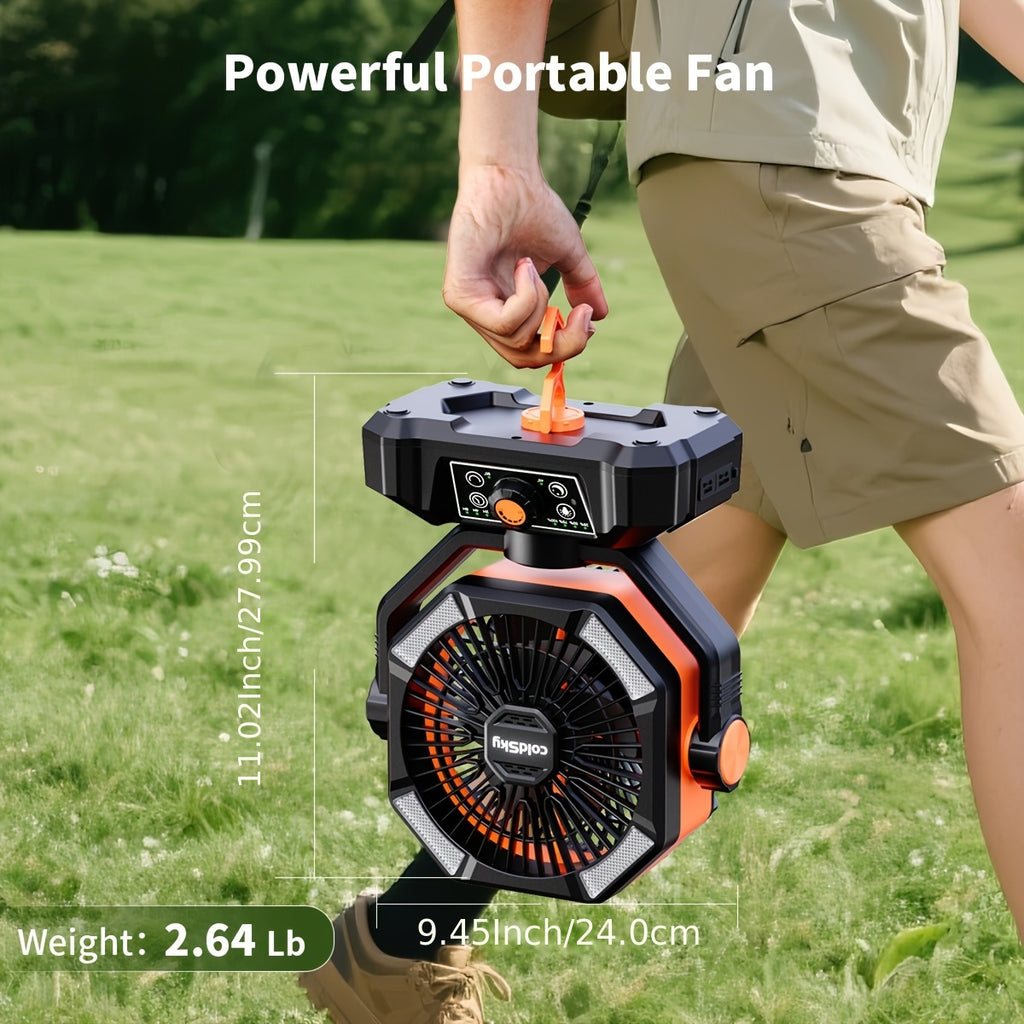 Portable Outdoor Fan 20000mAh Rechargeable USB Battery Operated with Remote Infinite Speed Control for Camping Road Trip Outdoor Indoor