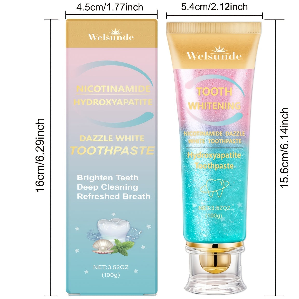 Niacinamide Toothpaste Mint Peach Flavor 3.52oz - Deep Cleaning Whitening Toothpaste Freshens Breath Natural Oral Care Daily Dental Hygiene