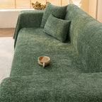 Chenille Sofa Cover with Tassels - Ultra Soft Thick Pet Friendly Couch Slipcover Solid Color 2 3 4 Seater Living Room Decor